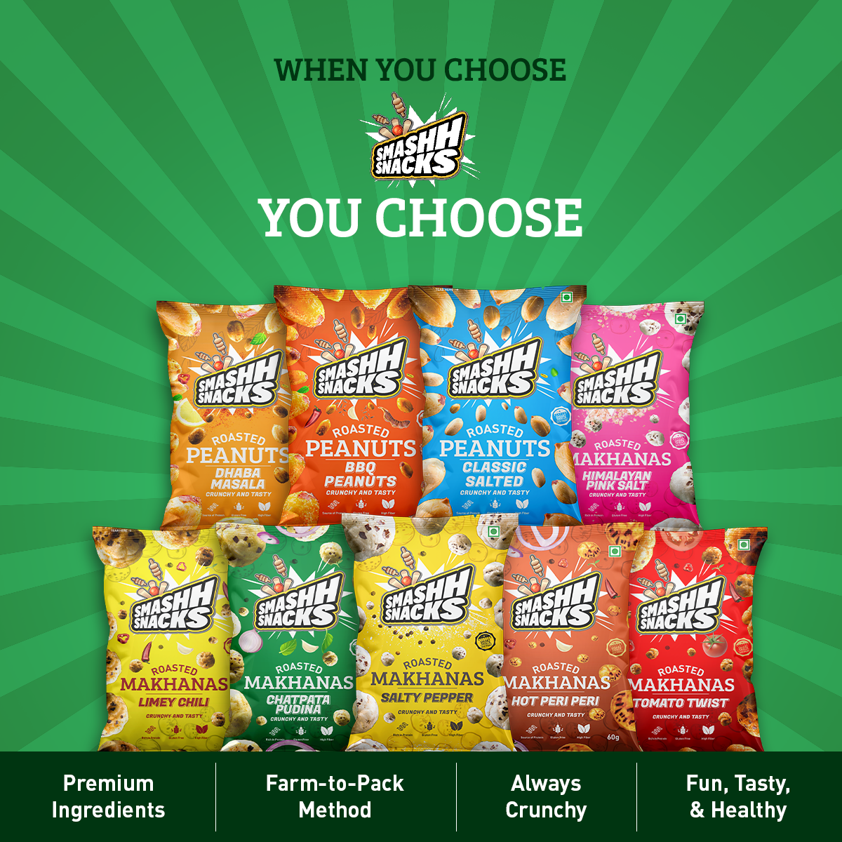 Makhana & Peanuts Combo-Pack of 9 (20gx6+140gx3=540g)