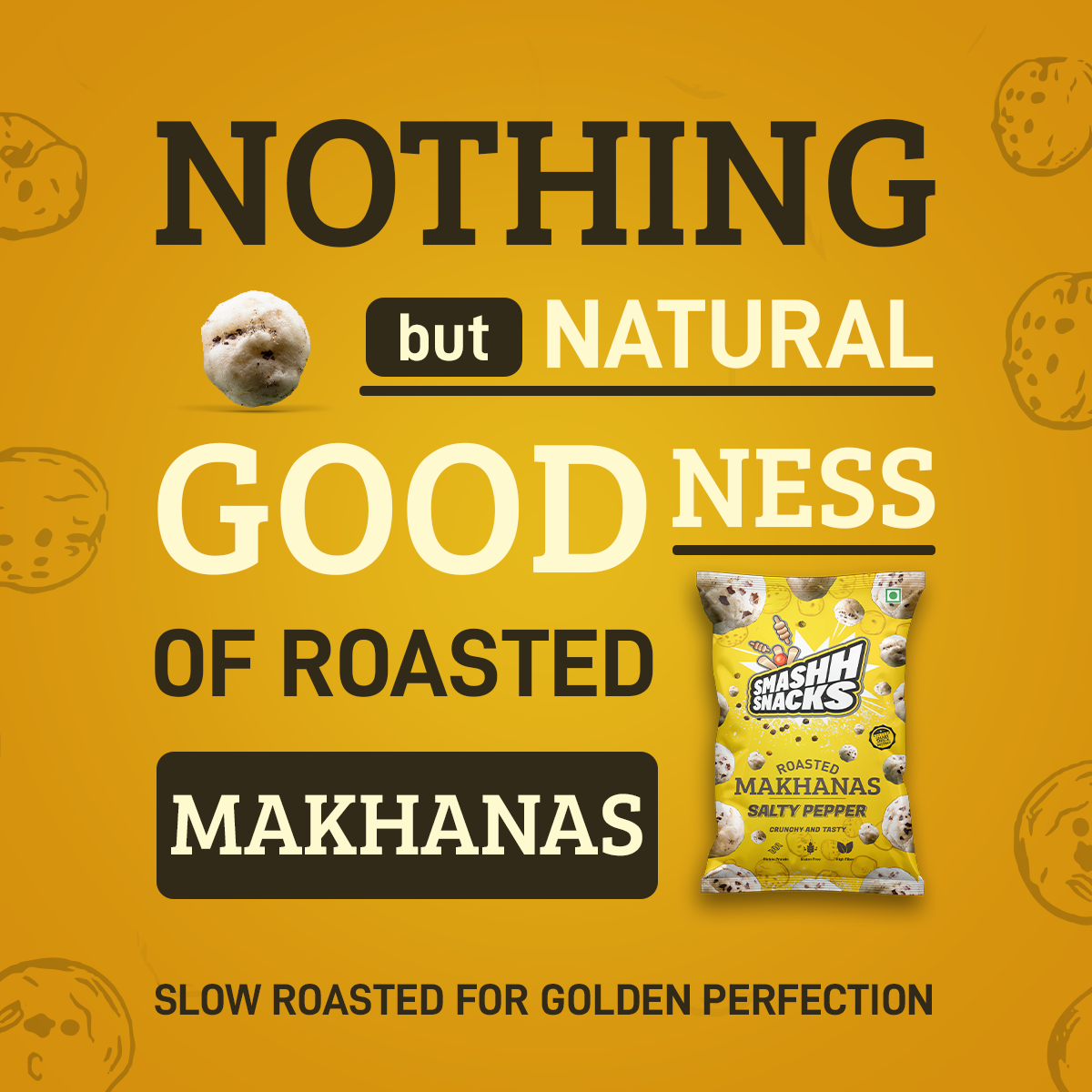 Salty Pepper Makhana- Pack of 6 (20g x 6=120g)
