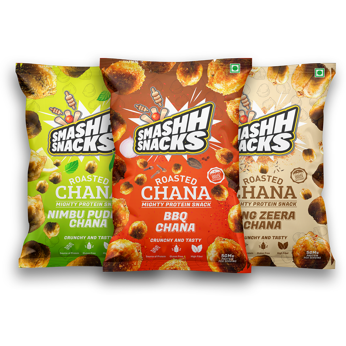 Roasted Chana 3 Pack Multi-Flavor Combo- (140g x 3=420g)