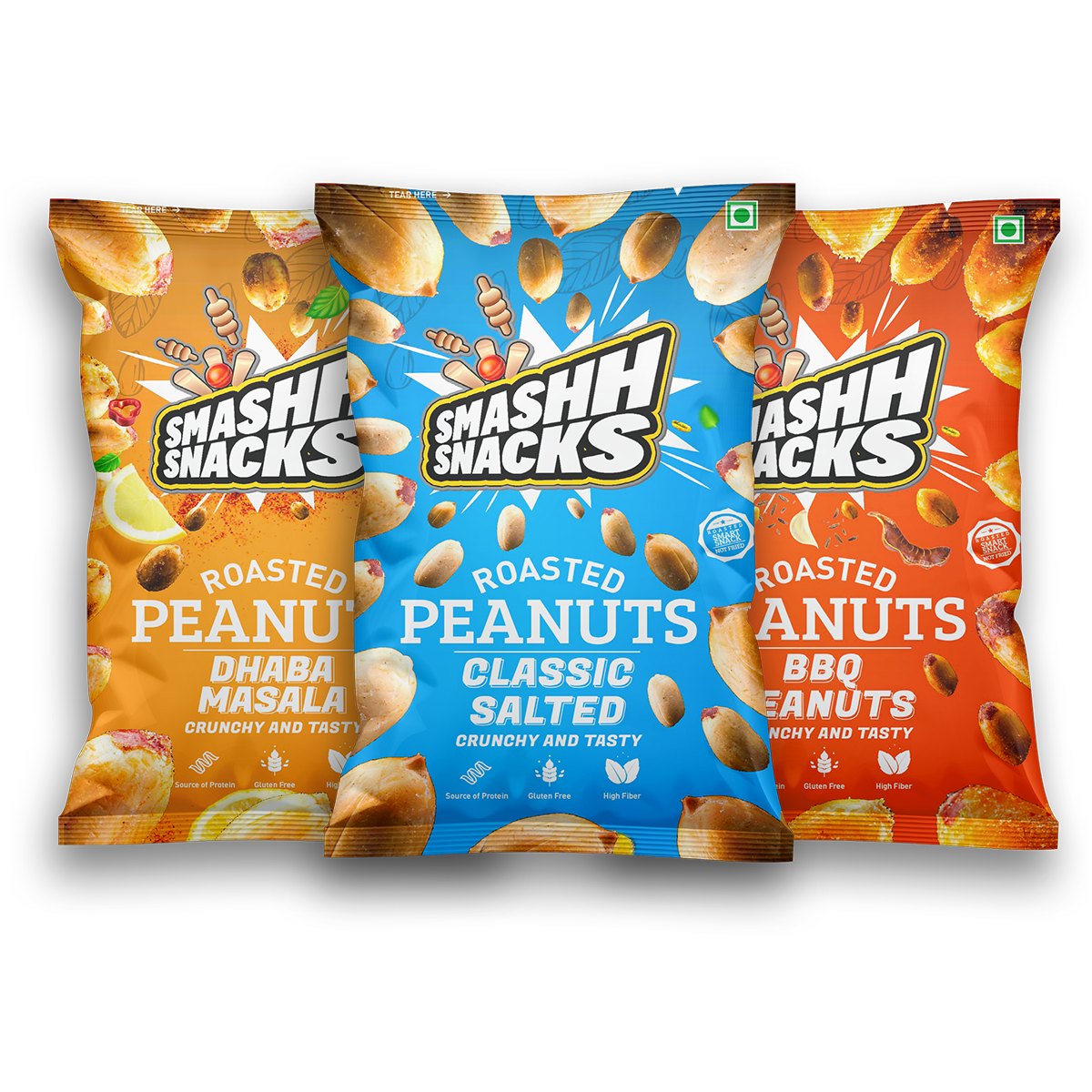 Roasted Peanuts 3 Pack Multi-Flavor Combo- (140g x 3=420g)