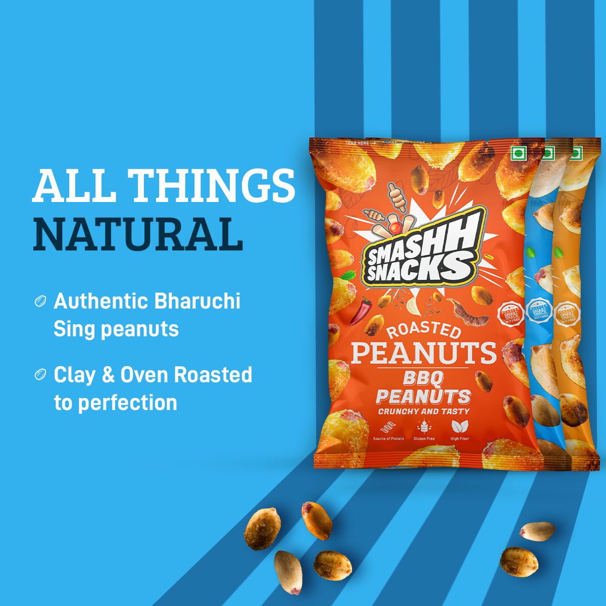 Roasted Peanuts 3 Pack Multi-Flavor Combo- (140g x 3=420g)