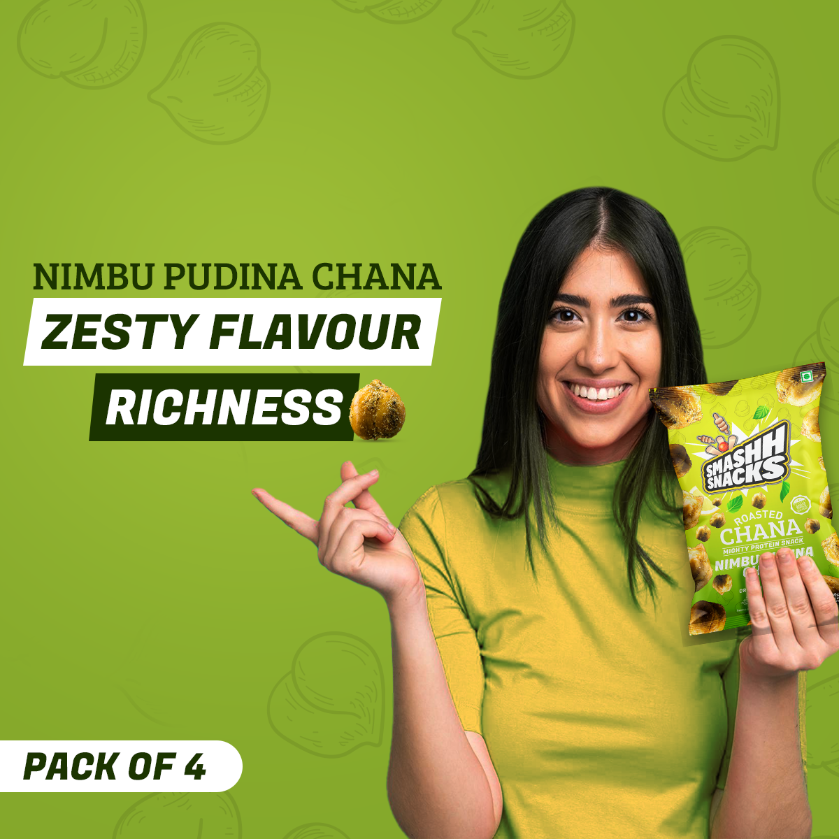 Nimbu Pudina Chana Pack of 4 (140gx4=560g)