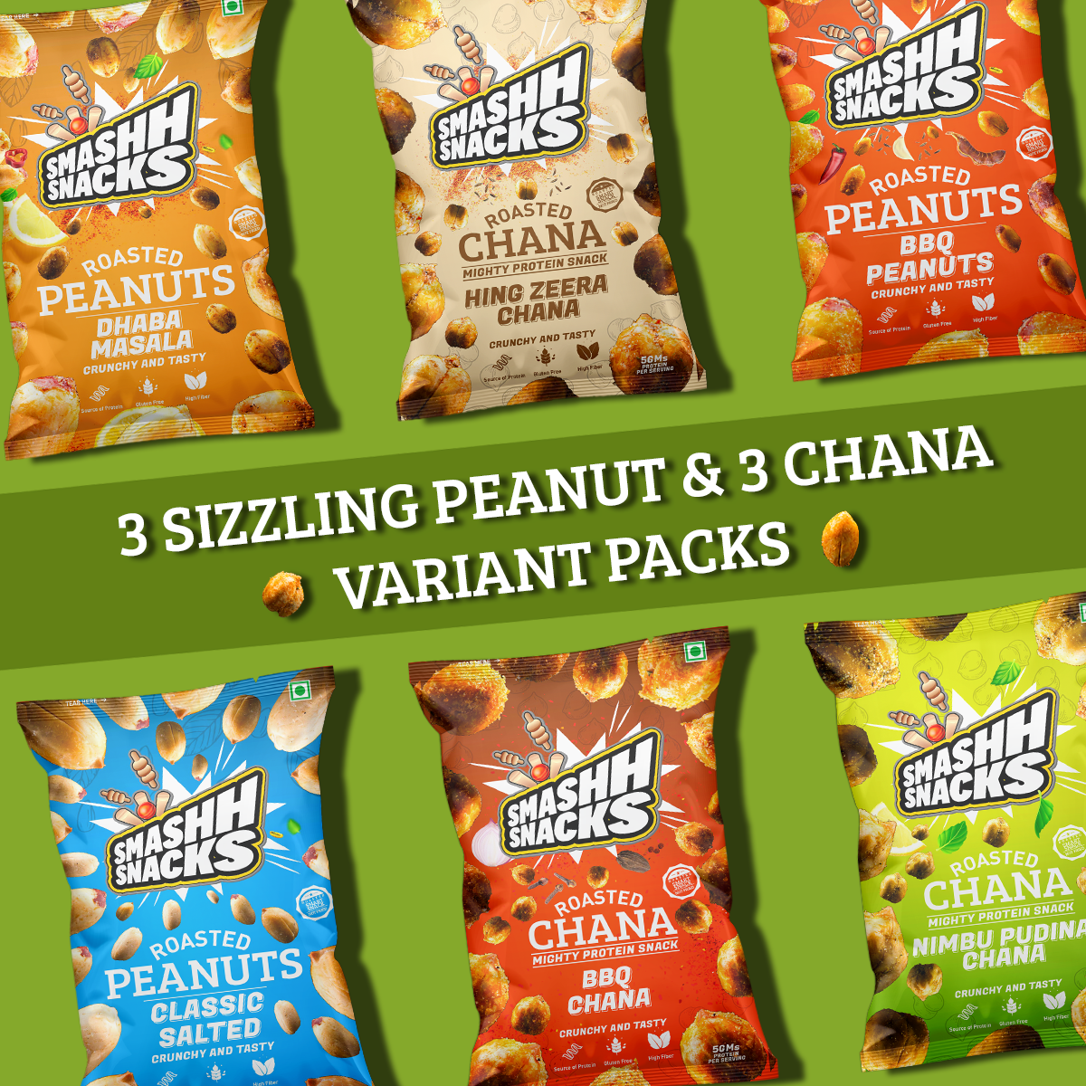 Peanuts & Chana Combo-Pack of 6 (140g x 6=840g)