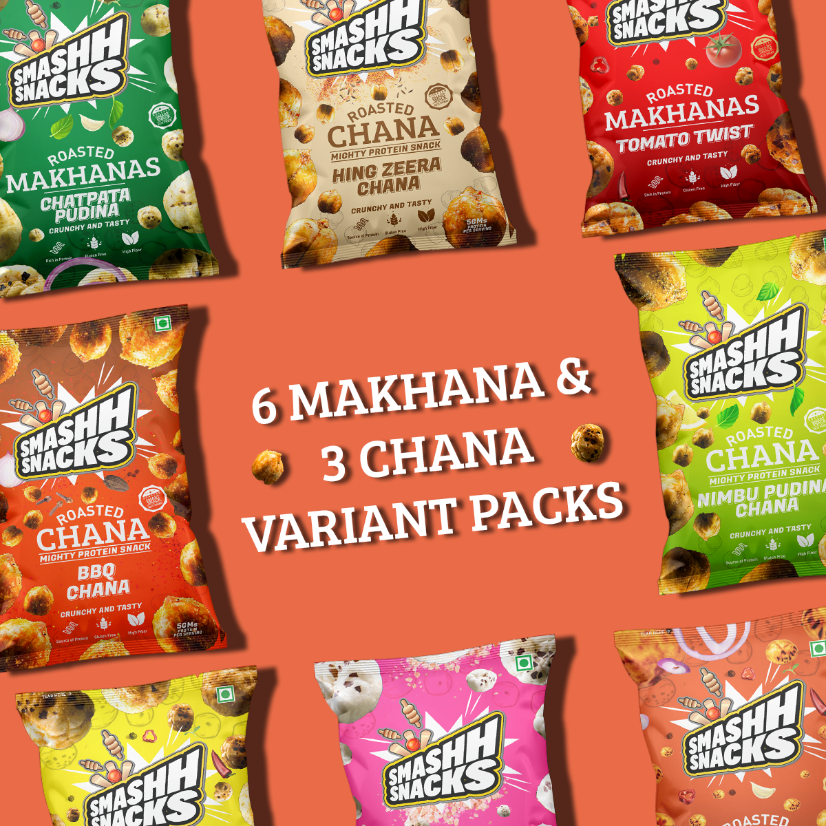 Makhana & Chana Combo-Pack of 9 (26gx6+140gx3=576g)