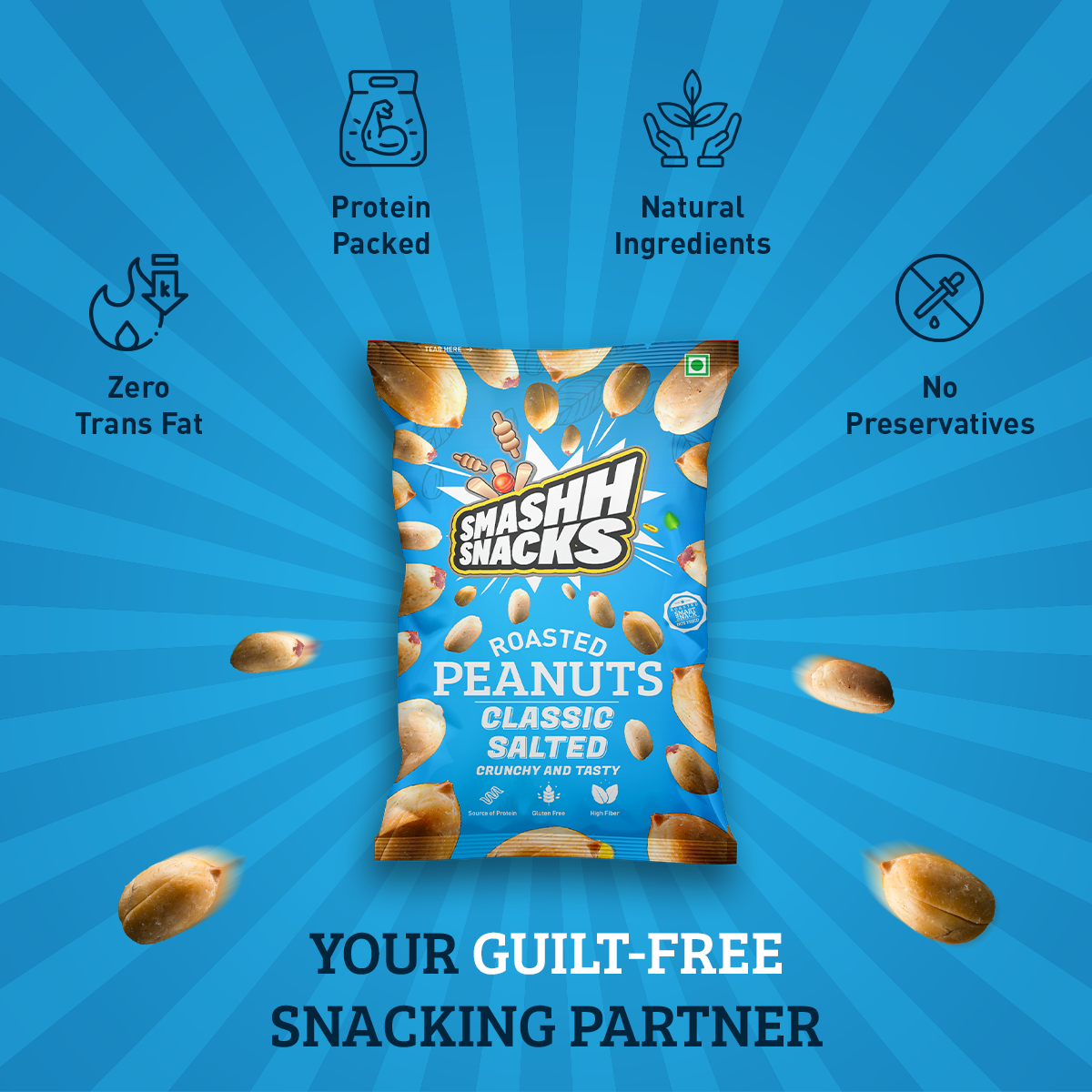 Classic Salted Peanuts-Pack of 4 (140g x 4=560g)